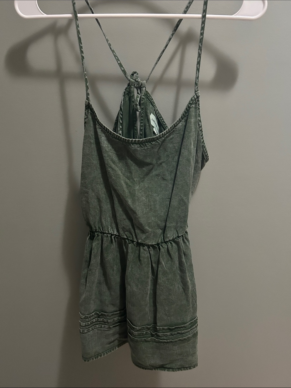 Thread & Supply Olive Green Spaghetti Strap Romper